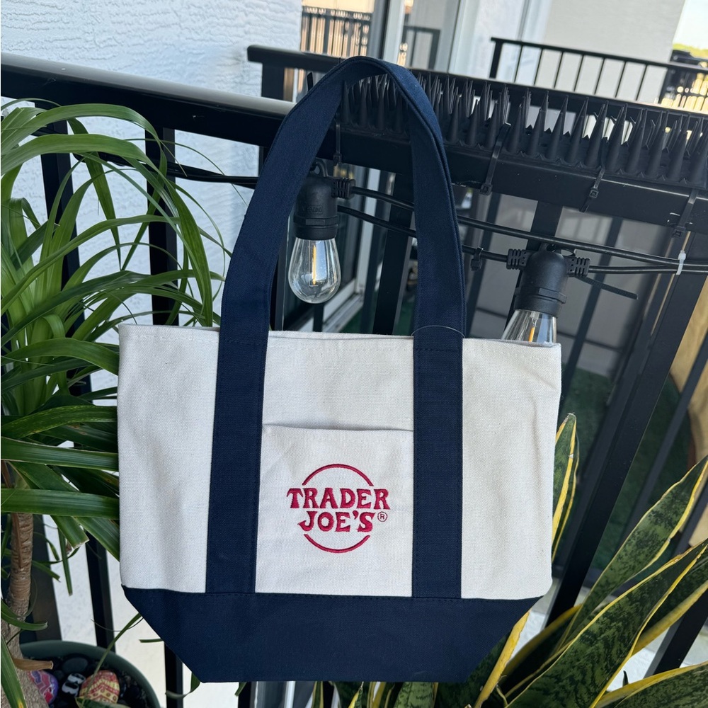 - TRADER JOE’S mini canvas tote bag